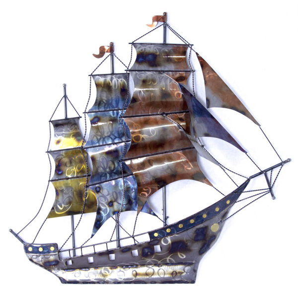 Longshore Tides Ship In Storm 3D Metal Wall Art Metallic Multi Colour Wayfair.ca
